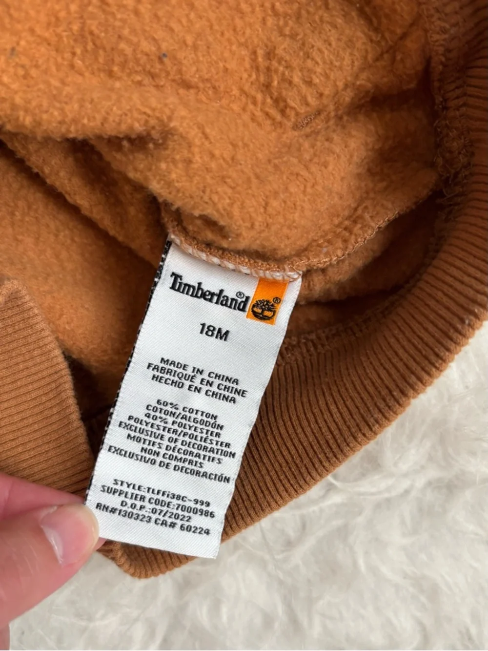 Timberland Toddler Hooded Sweatshirt in Burnt Orange with Black Logo